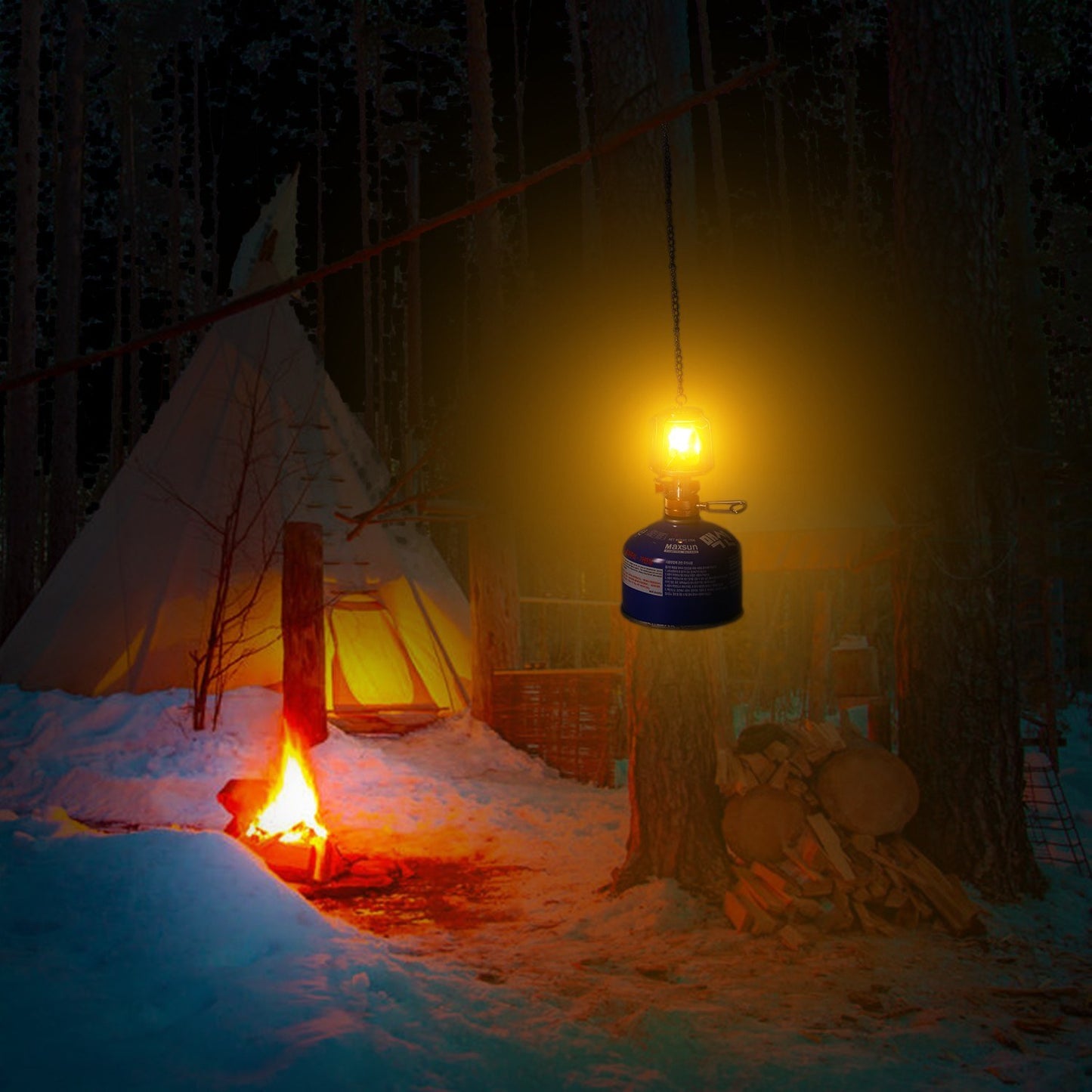 Portable Mini Camping Gas Lantern with Piezo Ignition for Outdoor Use