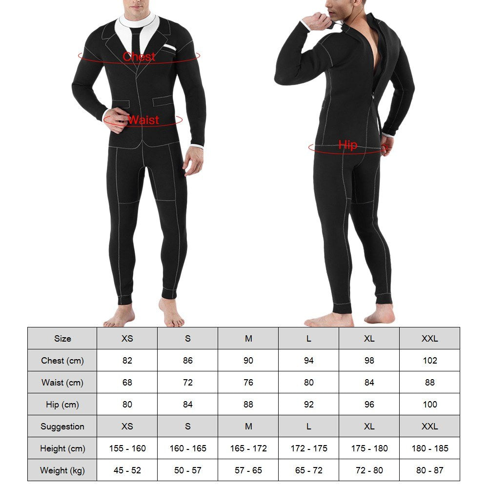Mens 3mm Neoprene Wetsuit for Surfing, Swimming, and Diving