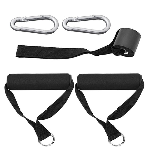 5-Piece Exercise Kit: Workout Handles, Door Anchor & Carabiner Hooks for Resistance Bands & Cable Machines