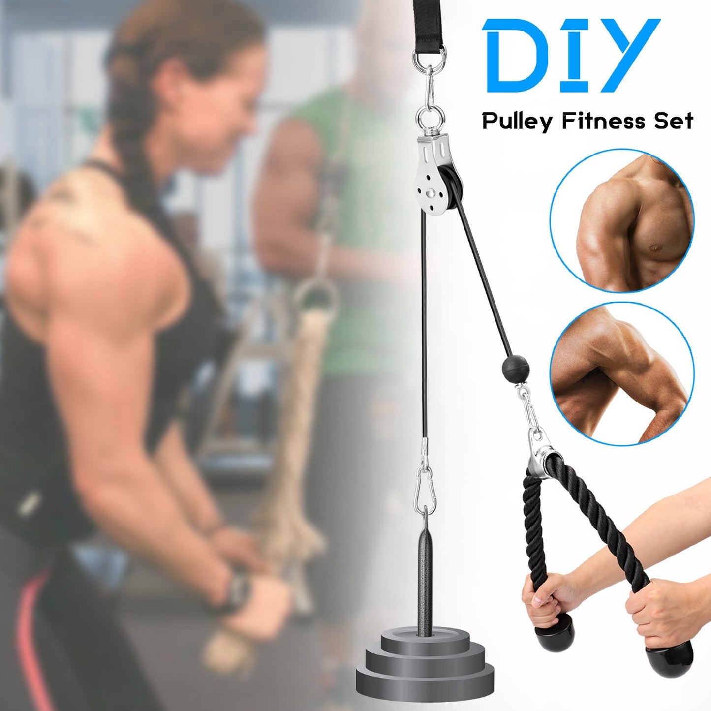 Biceps & Triceps DIY Fitness Pulley Cable Machine for Hand Strength Training
