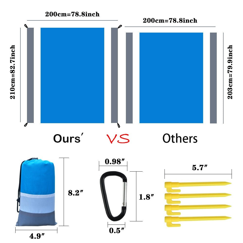 Ultralight Sandproof Beach Mat - Water Resistant Camping & Picnic Blanket with Storage Bag