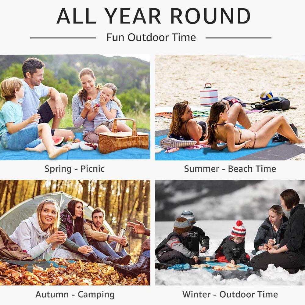 Ultralight Sandproof Beach Mat - Water Resistant Camping & Picnic Blanket with Storage Bag