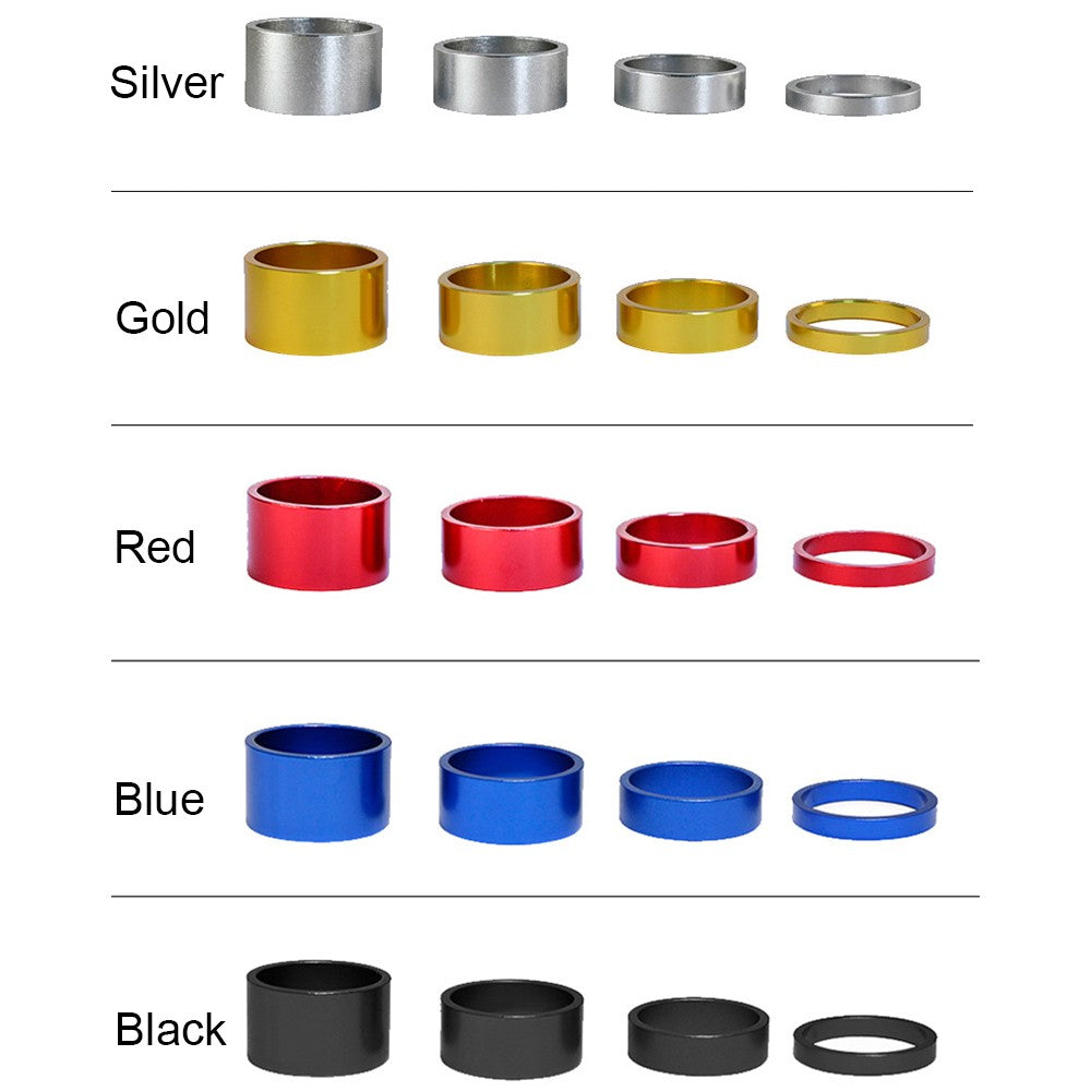 Aluminum Bike Headset Spacer Set - 4pcs Mountain Bicycle Stem & Fork Gasket Rings