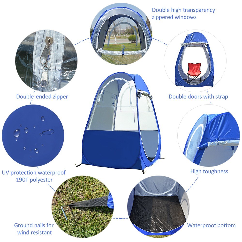 Portable Automatic Pop-Up Fishing Tent with UV Protection, Rain Shading, Dual-Sided Windows & Doors for Camping, Hiking, Beach - Includes Carry Bag