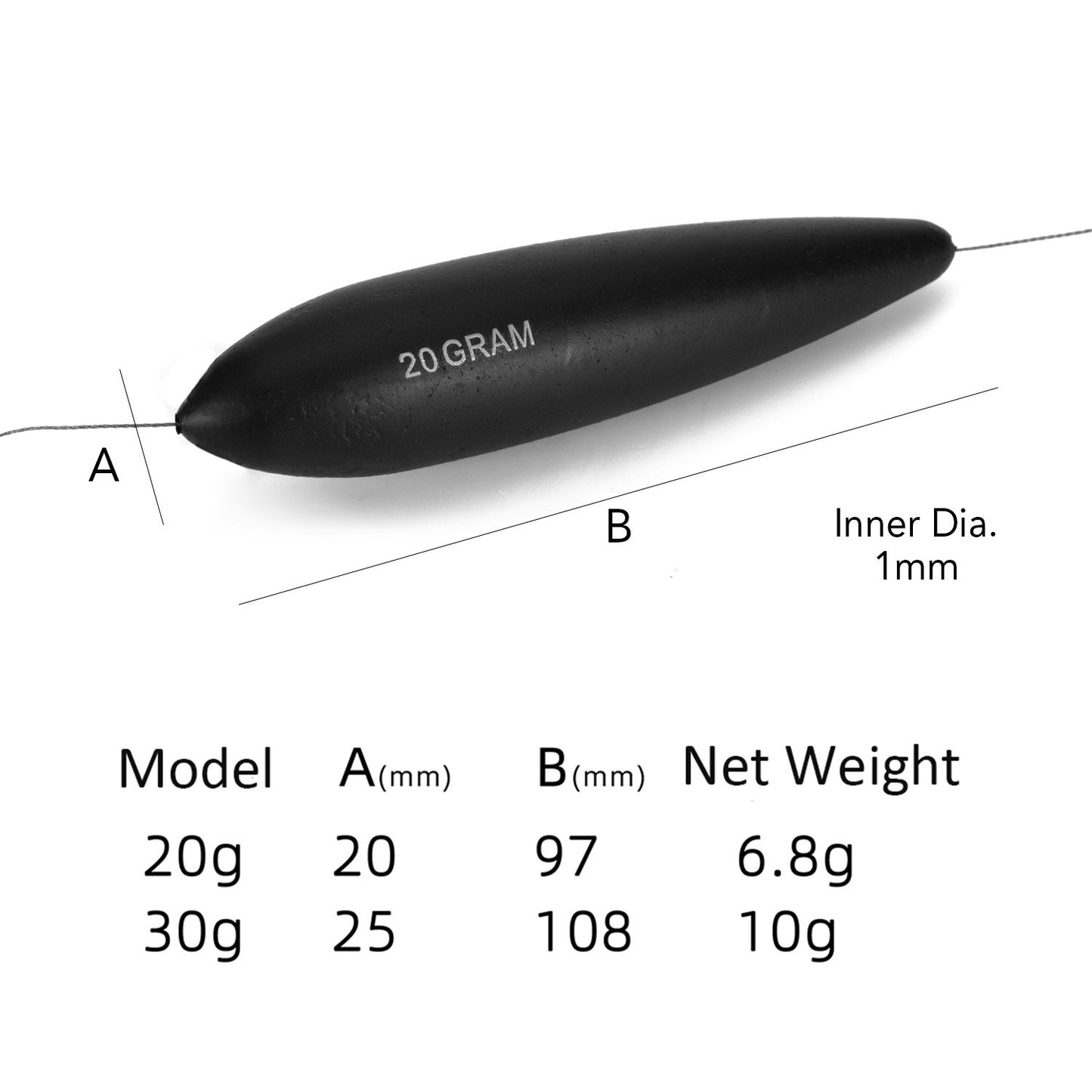 EVA Inline Fishing Float with Bell - 20g/30g Buoyancy Weight Bead for Catfish Accessories
