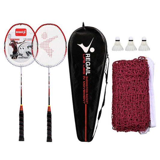 Badminton Set: 2 Player Racquets, 3 Shuttlecocks, Net & Carrying Bag for Family Fun