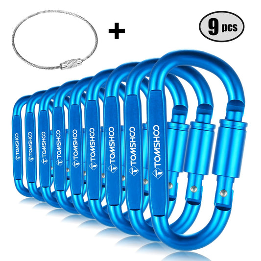 TOMSHOO 9-Pack Aluminum D-Ring Carabiner Hook Buckle