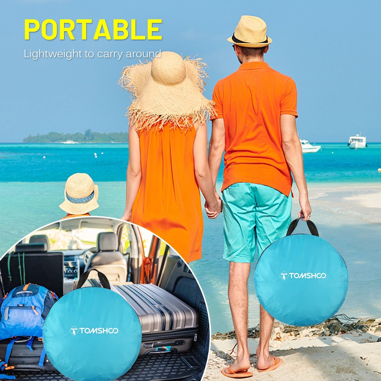 TOMSHOO Instant Pop-Up Beach Tent, Lightweight Sun Shelter with Carry Bag