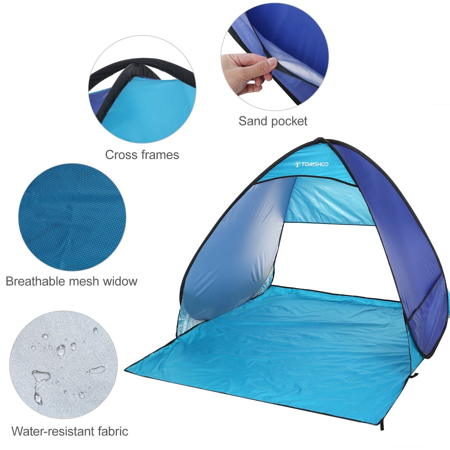 TOMSHOO Instant Pop-Up Beach Tent, Lightweight Sun Shelter with Carry Bag