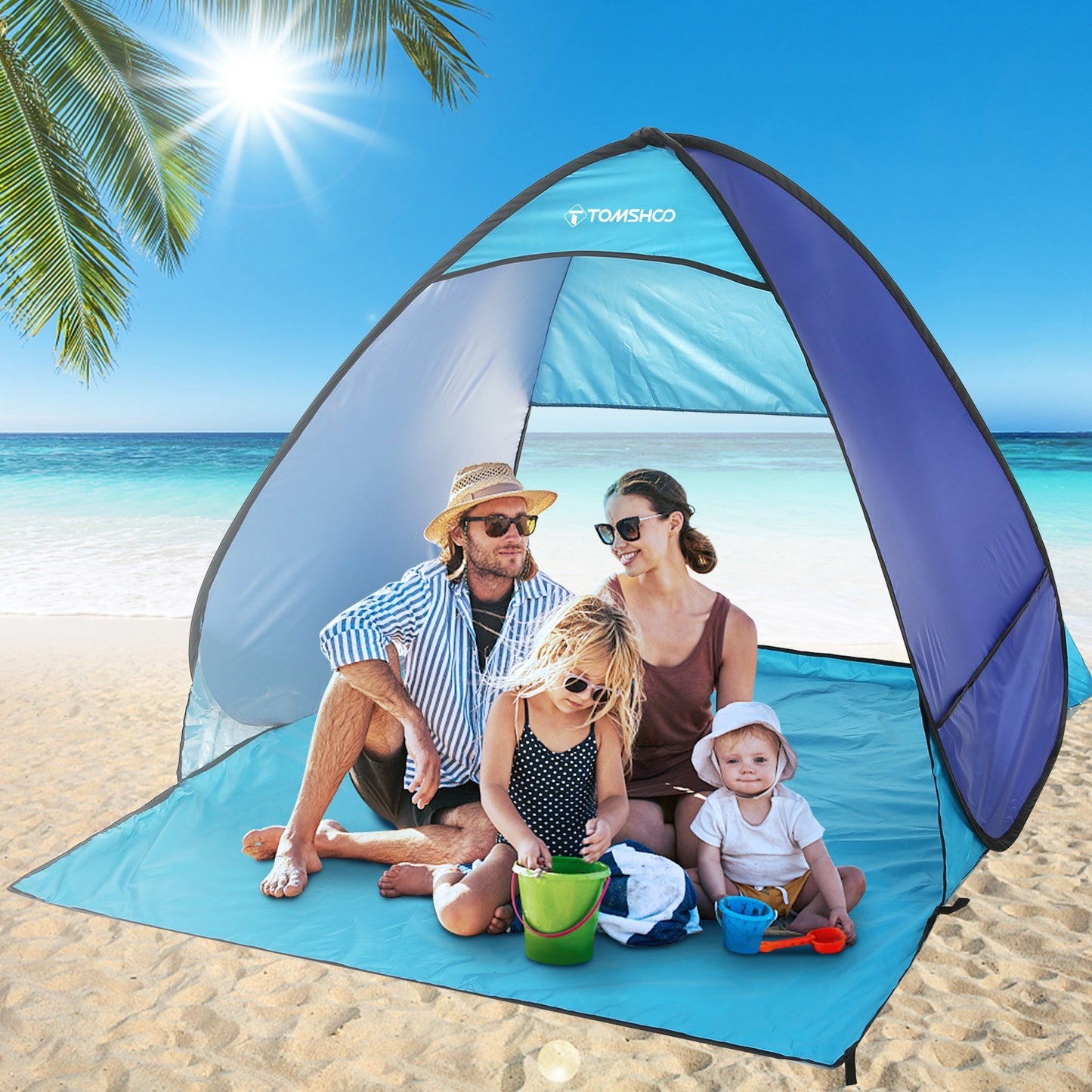 TOMSHOO Instant Pop-Up Beach Tent, Lightweight Sun Shelter with Carry Bag