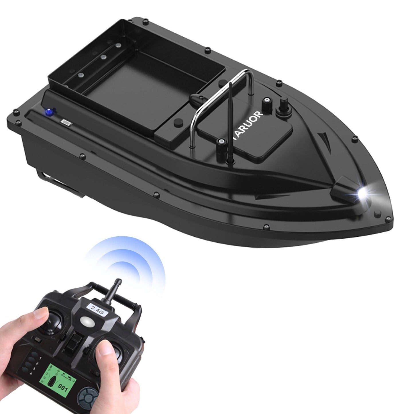 Taruor GPS Fishing Bait Boat - 16 Positioning Points, Large Container, 400-500M Range, 4.4lb Load, 10000mAh Battery