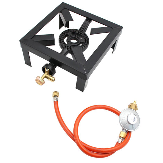 Portable 8KW Cast Iron LPG Gas Boiling Ring Burner Outdoor Cooker with Fire Control