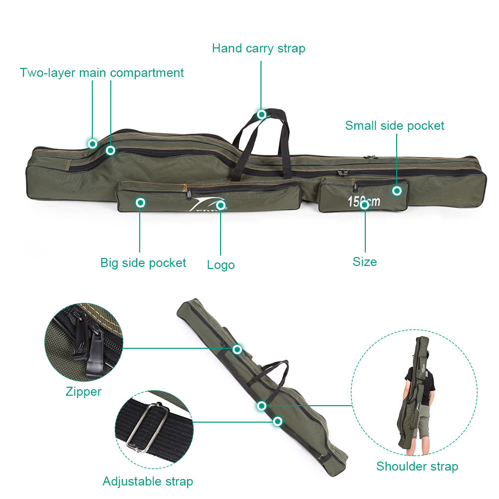 Compact Canvas Fishing Rod Holder | Portable Folding Pole Tool Storage Bag | Gear Tackle Case