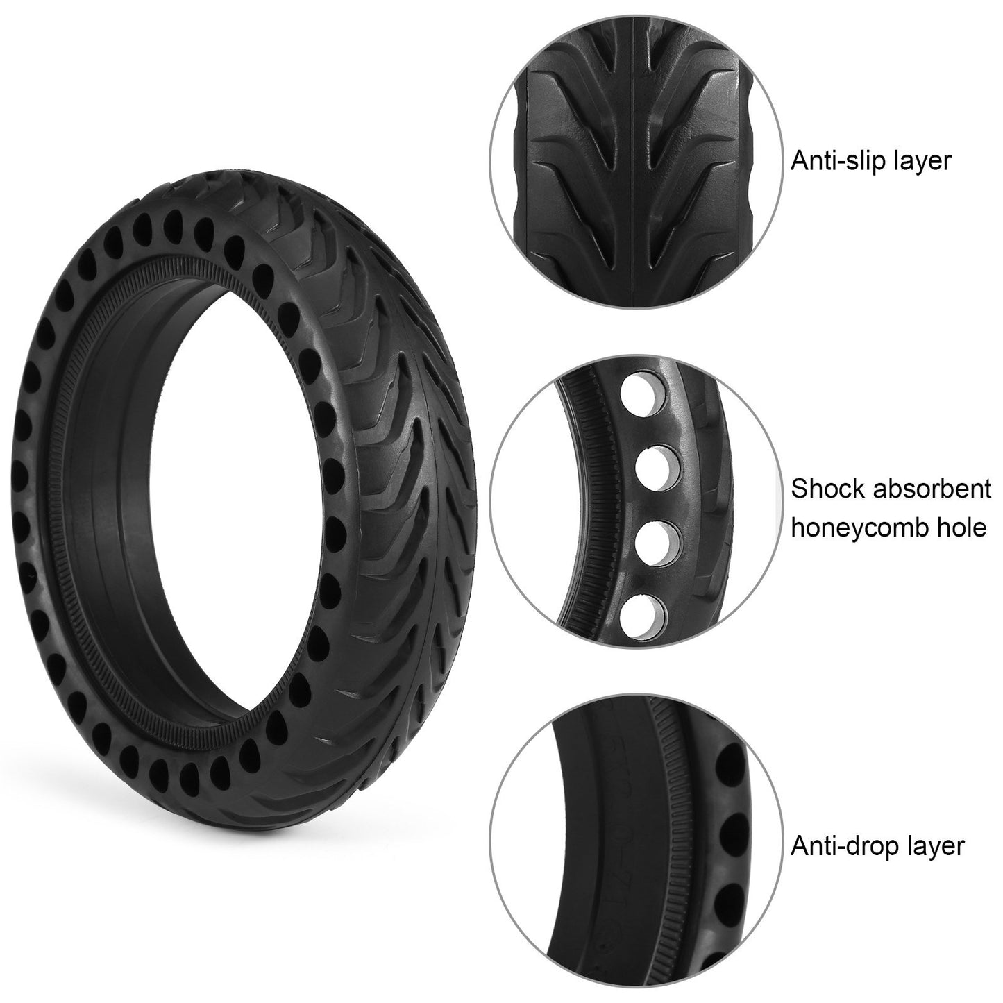 8.5 Inch Solid Honeycomb Tires for Xiaomi M365 Electric Scooter - Explosion-Proof Front/Rear Replacement