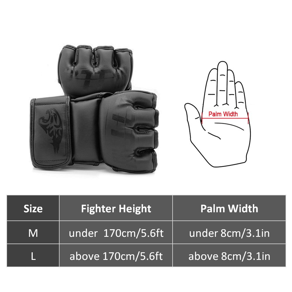 Unisex MMA Kickboxing Gloves with Open Palm for Boxing, Sparring, Muay Thai & Punching Bag