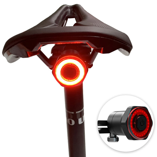 USB Rechargeable Waterproof Smart Bike Tail Light - Safety Rear Brake Flashlight