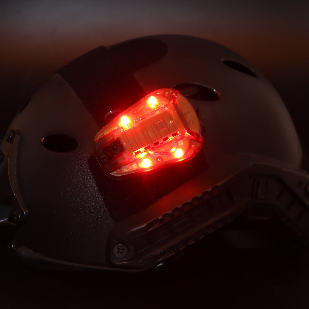Helmet-Mounted Water-Resistant Strobe Light for Outdoor Safety and Camping