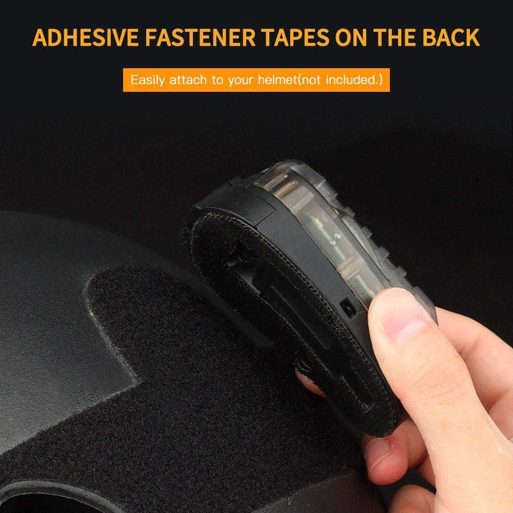 Helmet-Mounted Water-Resistant Strobe Light for Outdoor Safety and Camping