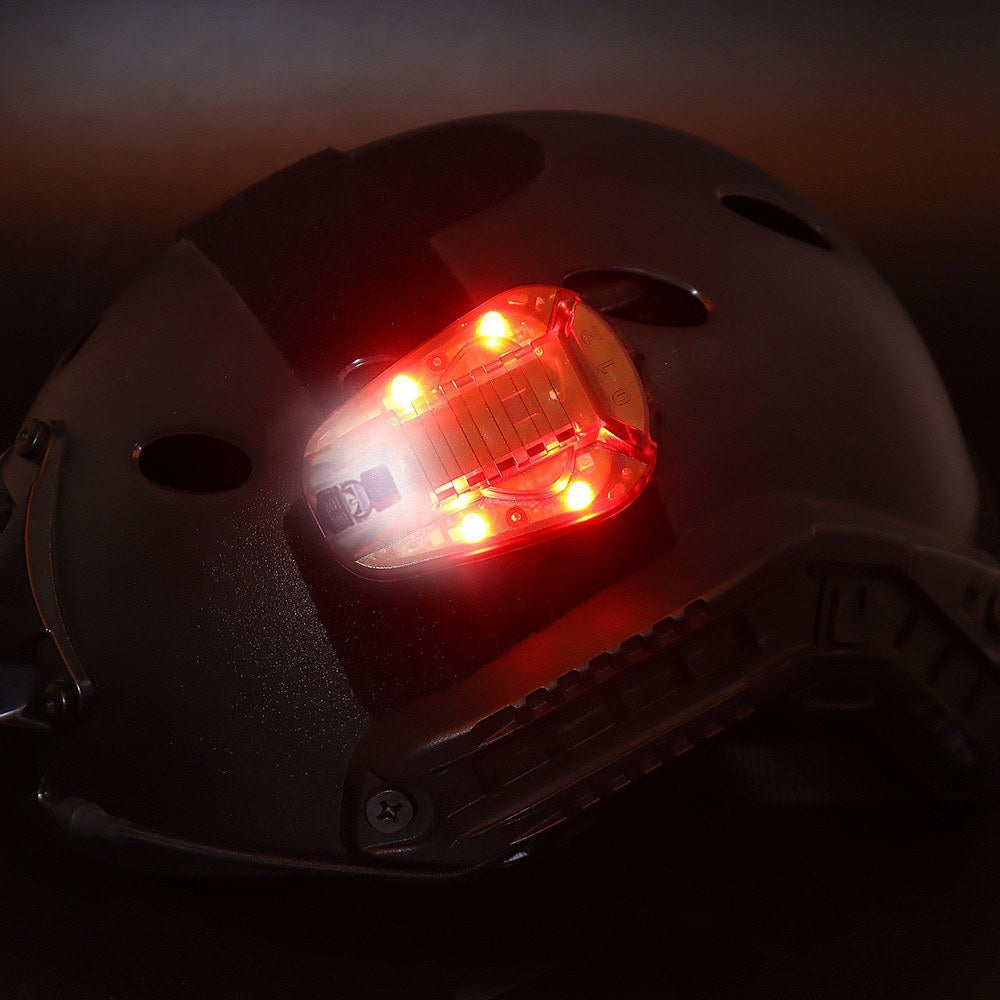 Helmet-Mounted Water-Resistant Strobe Light for Outdoor Safety and Camping