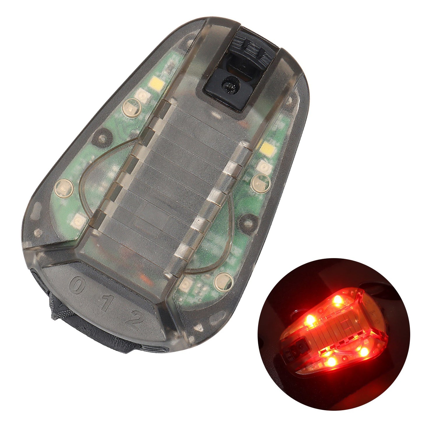 Helmet-Mounted Water-Resistant Strobe Light for Outdoor Safety and Camping