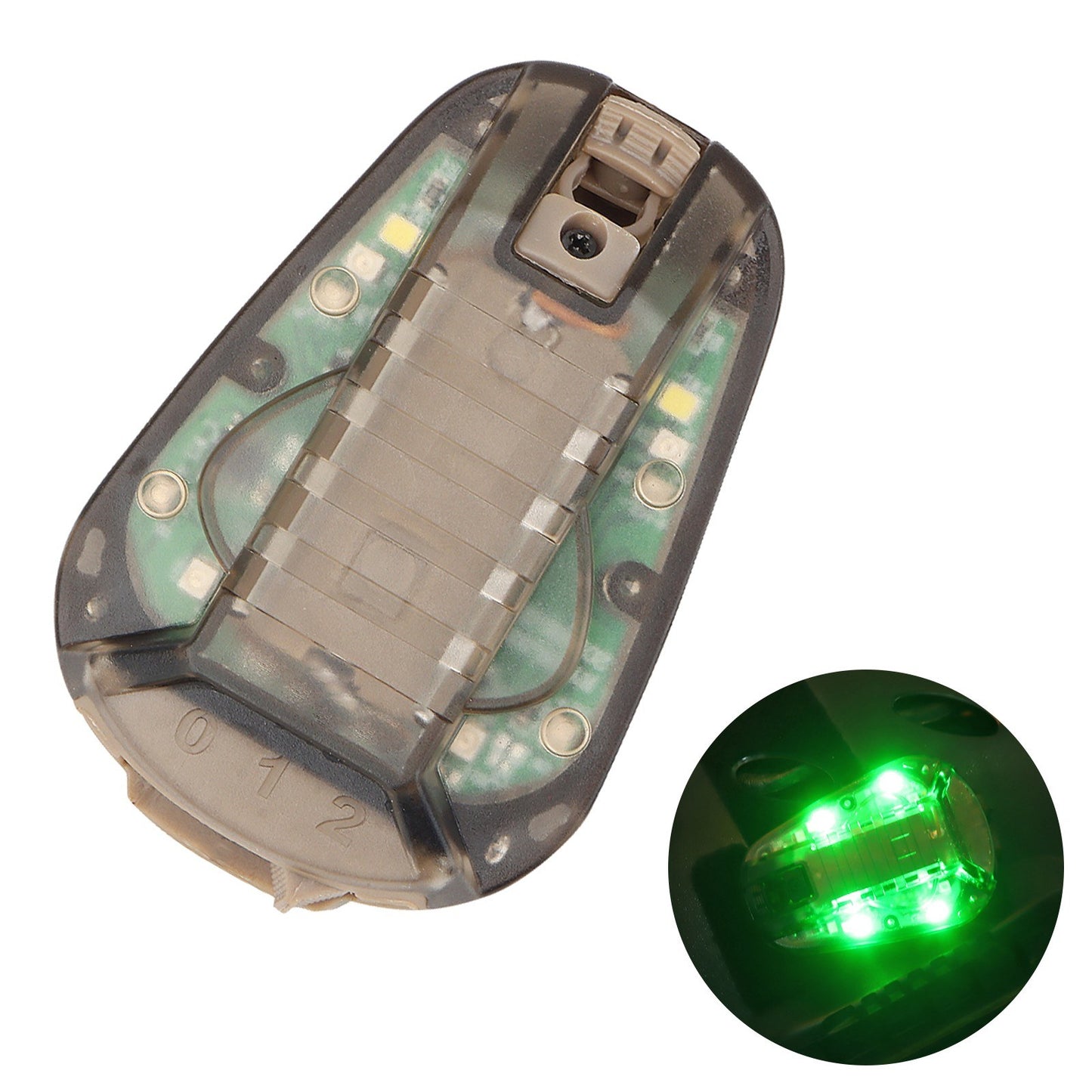 Helmet-Mounted Water-Resistant Strobe Light for Outdoor Safety and Camping