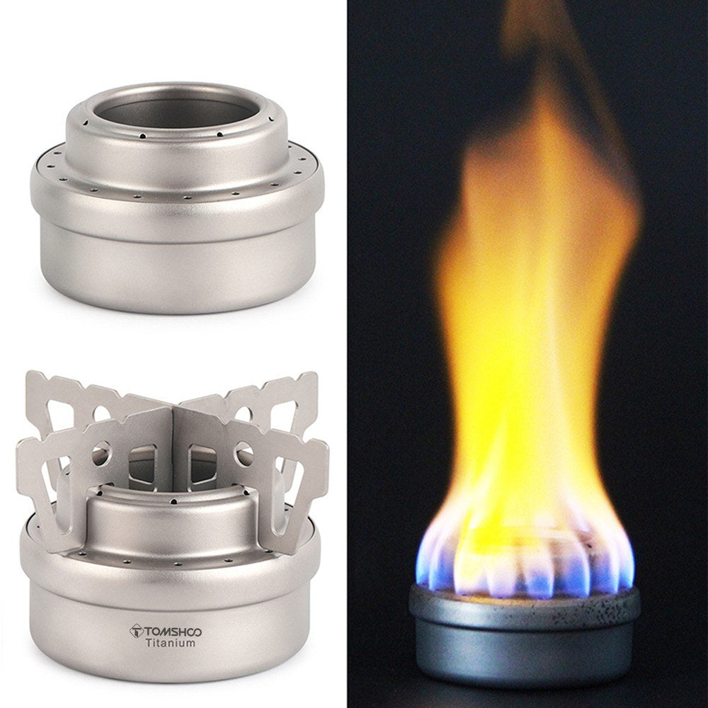 TOMSHOO Ultralight Portable Titanium Alcohol Stove for Camping & Hiking