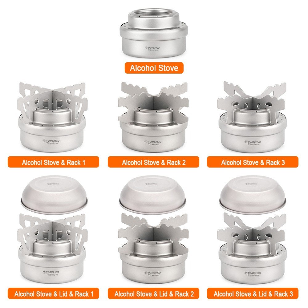 TOMSHOO Ultralight Portable Titanium Alcohol Stove for Camping & Hiking