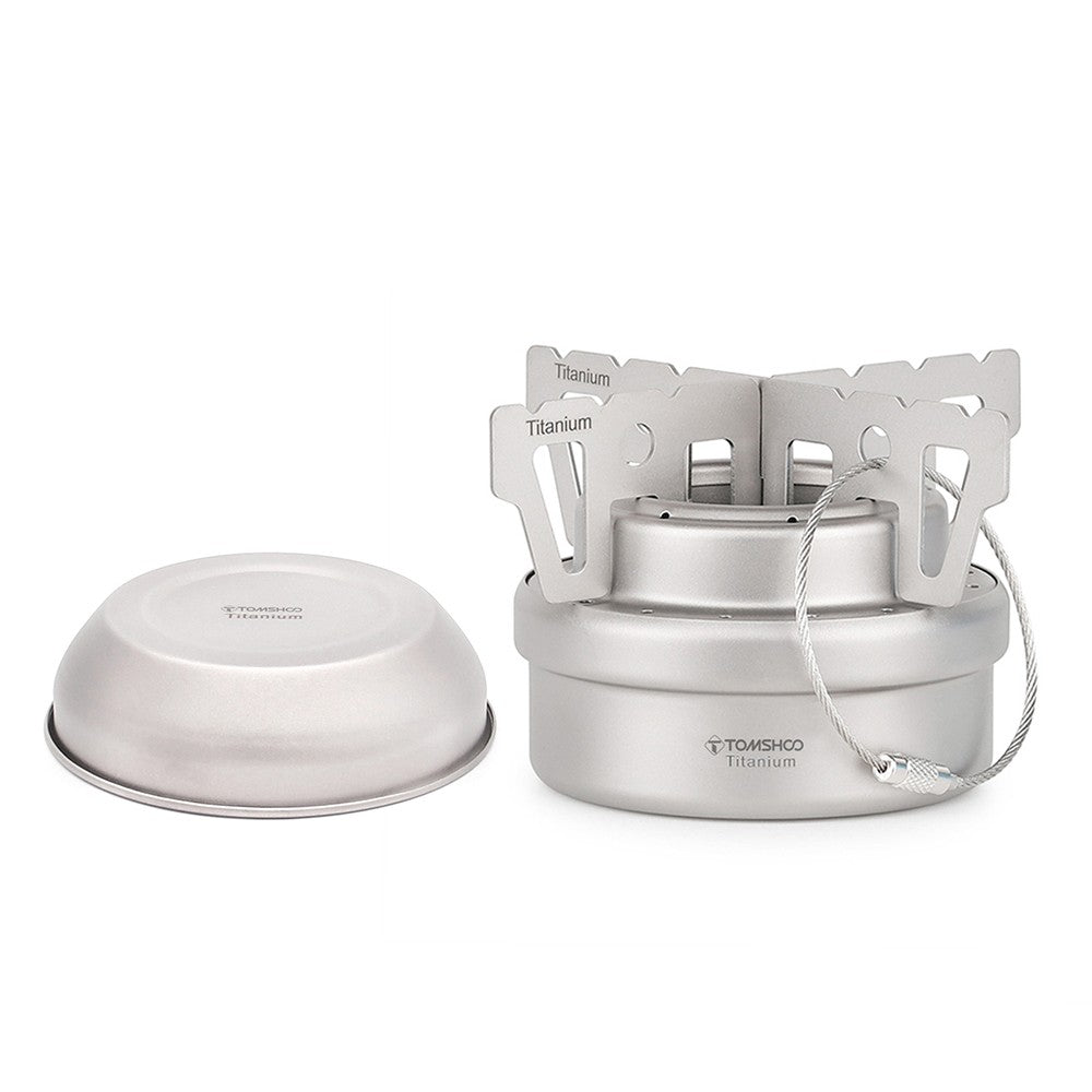 TOMSHOO Ultralight Portable Titanium Alcohol Stove for Camping & Hiking
