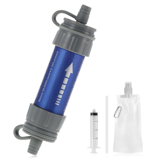 Portable Outdoor Water Filtration System with Drinking Pouch & Straw