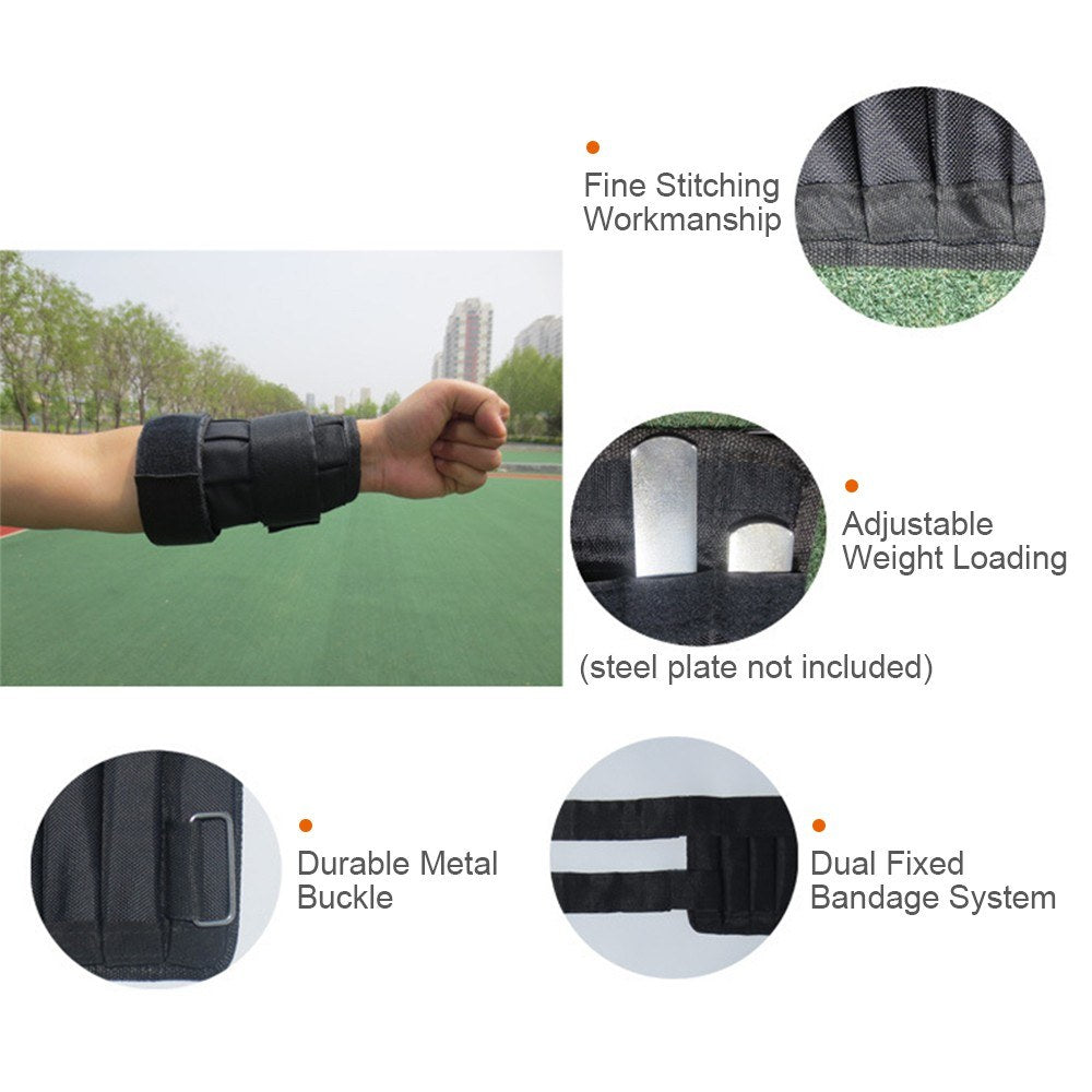 Adjustable Weighted Wrist & Ankle Wraps (2 Pack, Max 5/10kg) - Strength Training