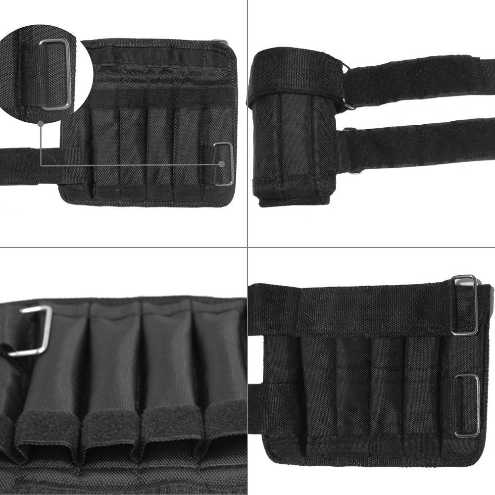 Adjustable Weighted Wrist & Ankle Wraps (2 Pack, Max 5/10kg) - Strength Training