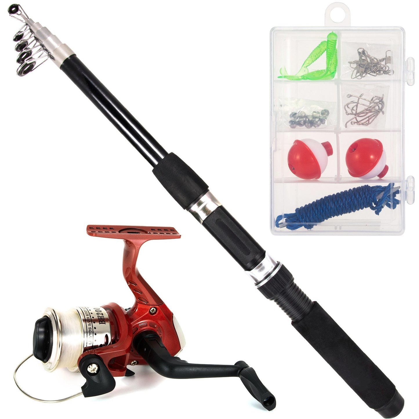 Telescopic Fishing Rod and Reel Combo with 36-Piece Tackle Set and Carry Case