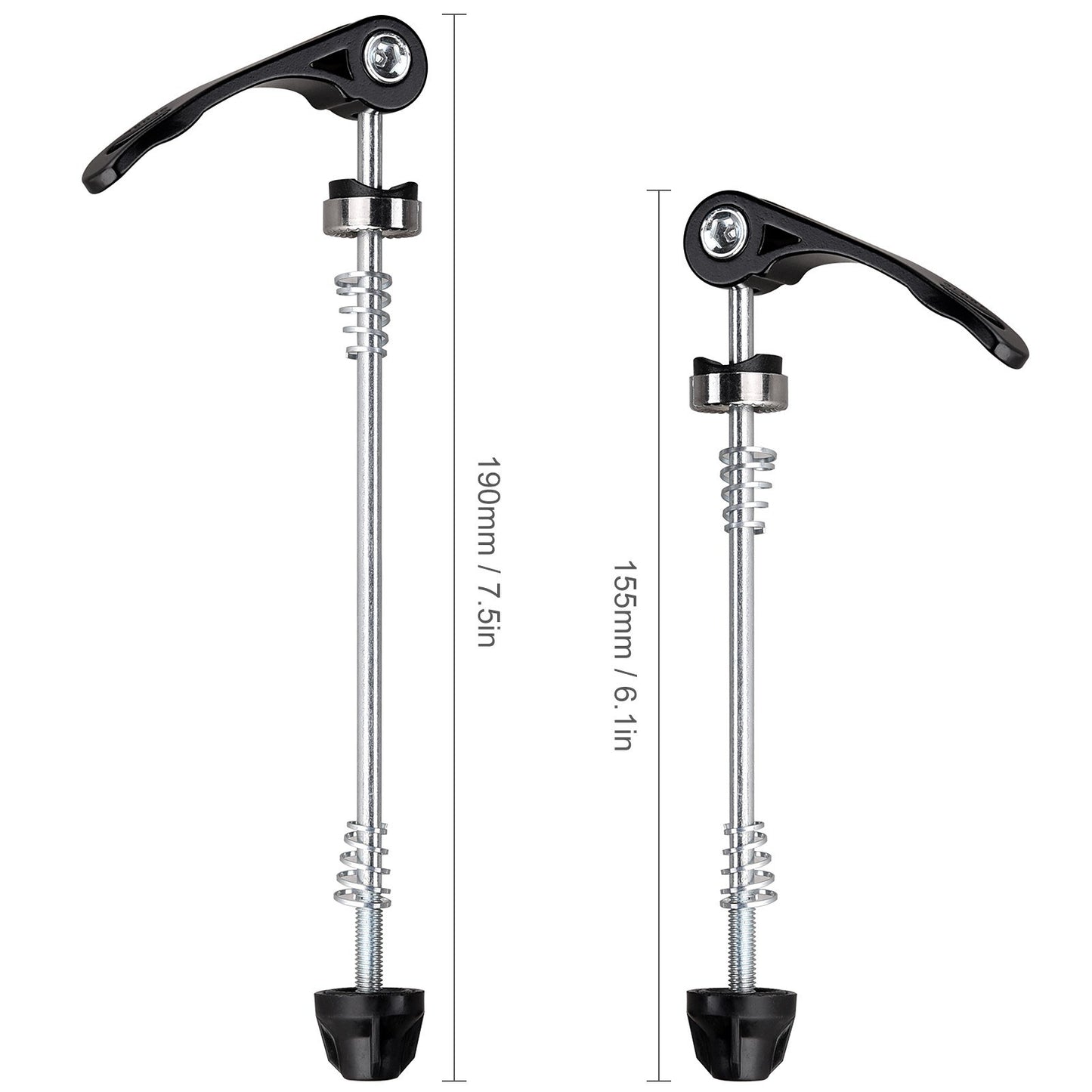 Quick Release Bicycle Wheel Hub Skewers 155/190mm - Front & Rear for Road/MTB Bikes