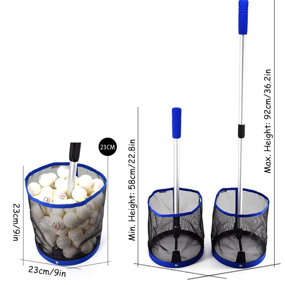 Table Tennis Ball Retriever with 120-Ball Capacity - Pingpong Ball Picker & Hopper Roller Accessory