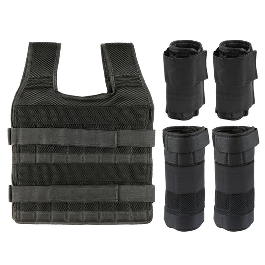 Adjustable Weighted Vest for Strength Training - Max Load 15kg, Includes 6kg Leg Weights & 5kg Arm Weights (Empty)