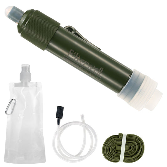 Portable Water Filter Straw With Drinking Pouch - Outdoor Filtration System
