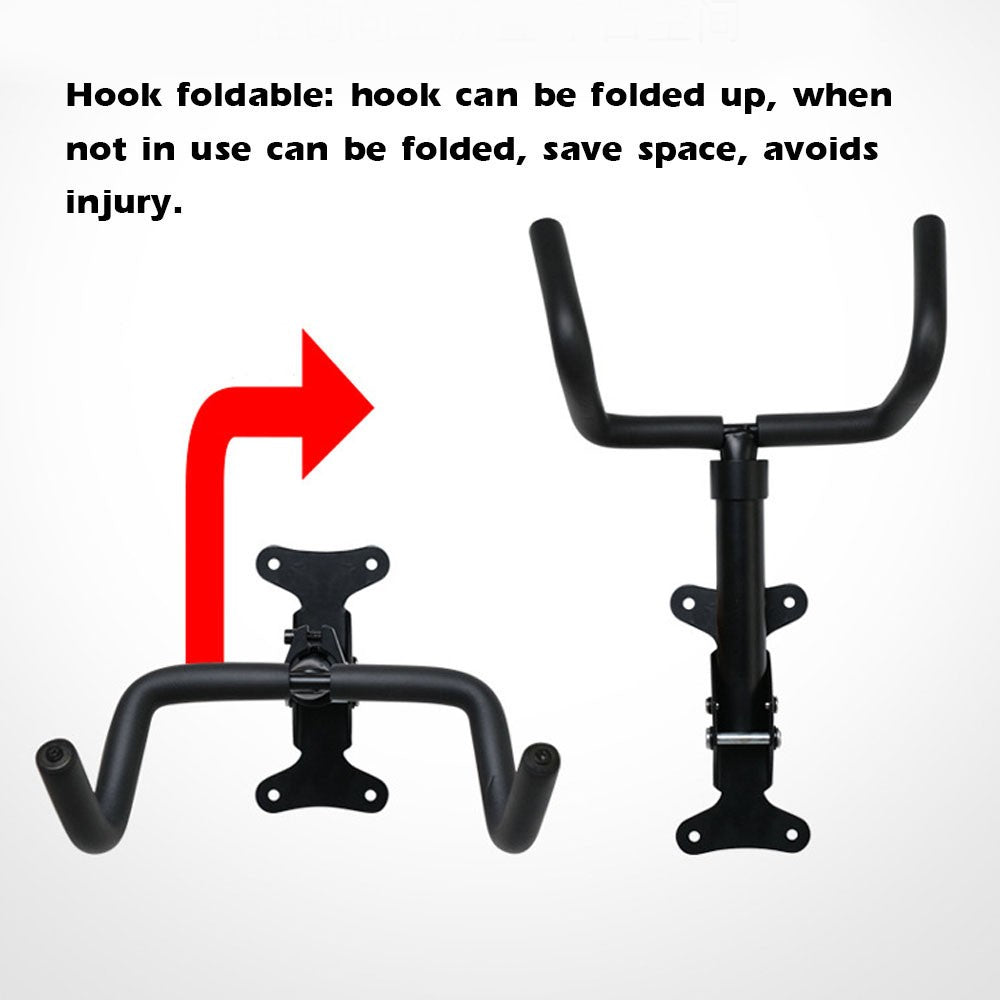 Foldable Telescopic Bicycle Wall Mount Rack with Double Hooks