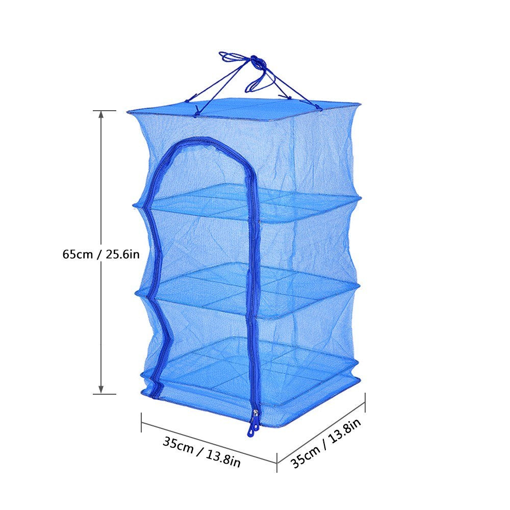 4-Tier Hanging Mesh Drying Net for Vegetables, Fish & Dishes, 40x40x65cm