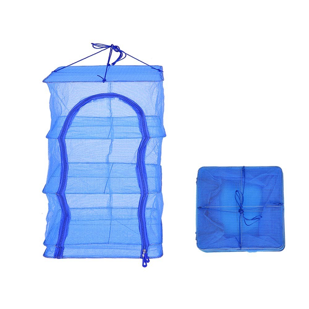 4-Tier Hanging Mesh Drying Net for Vegetables, Fish & Dishes, 40x40x65cm