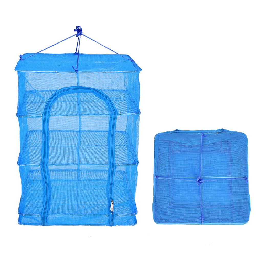 4-Tier Hanging Mesh Drying Net for Vegetables, Fish & Dishes, 40x40x65cm