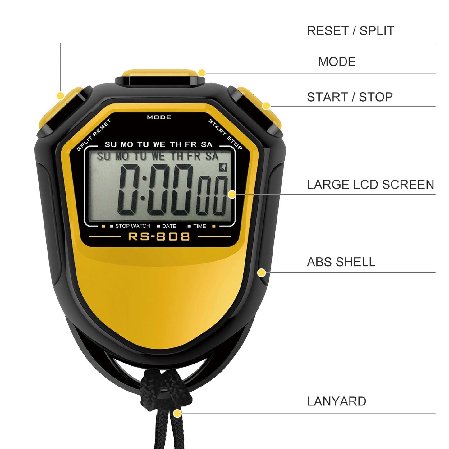 Digital Waterproof Stopwatch with Strap - Handheld LCD Timer & Chronograph for Sports Training