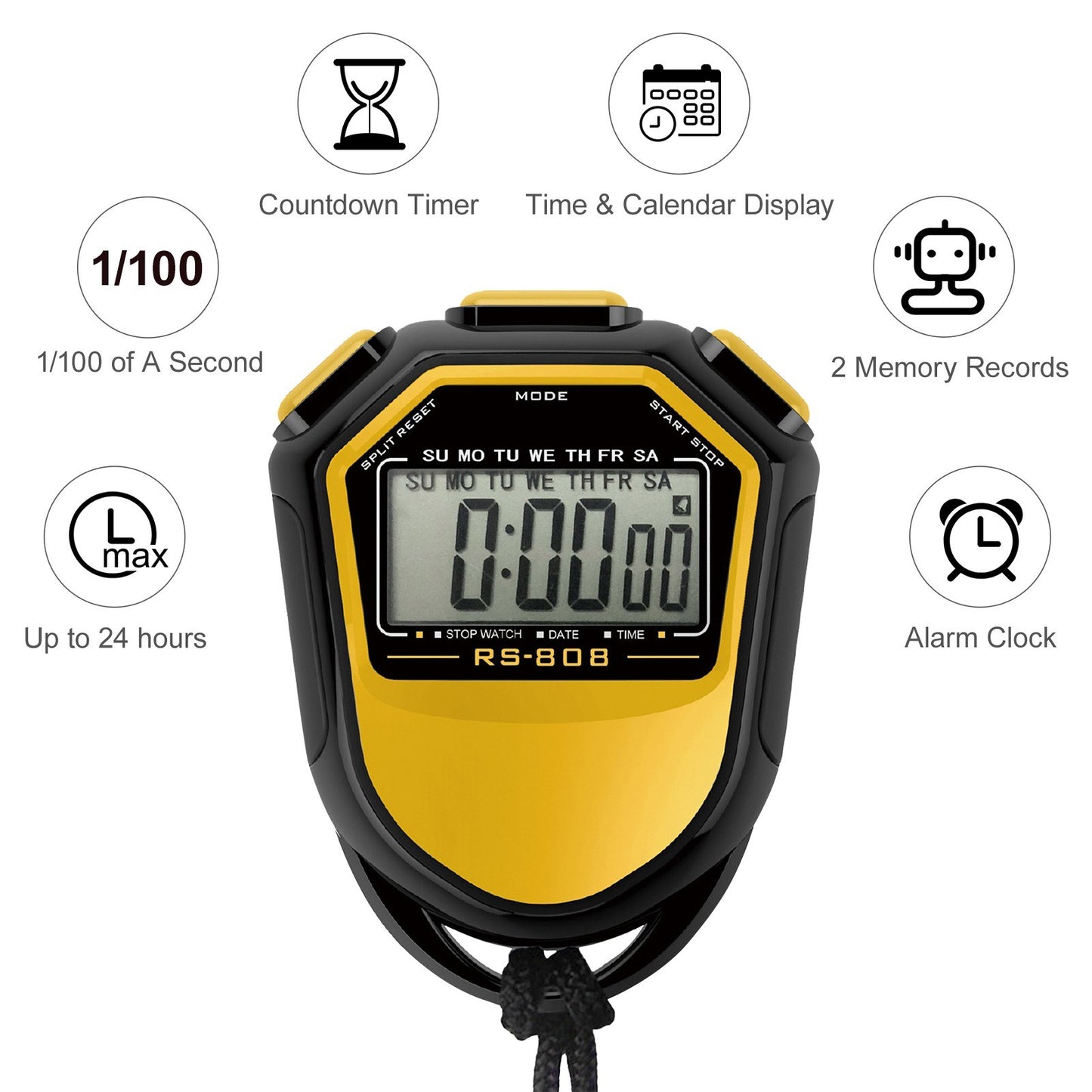 Digital Waterproof Stopwatch with Strap - Handheld LCD Timer & Chronograph for Sports Training