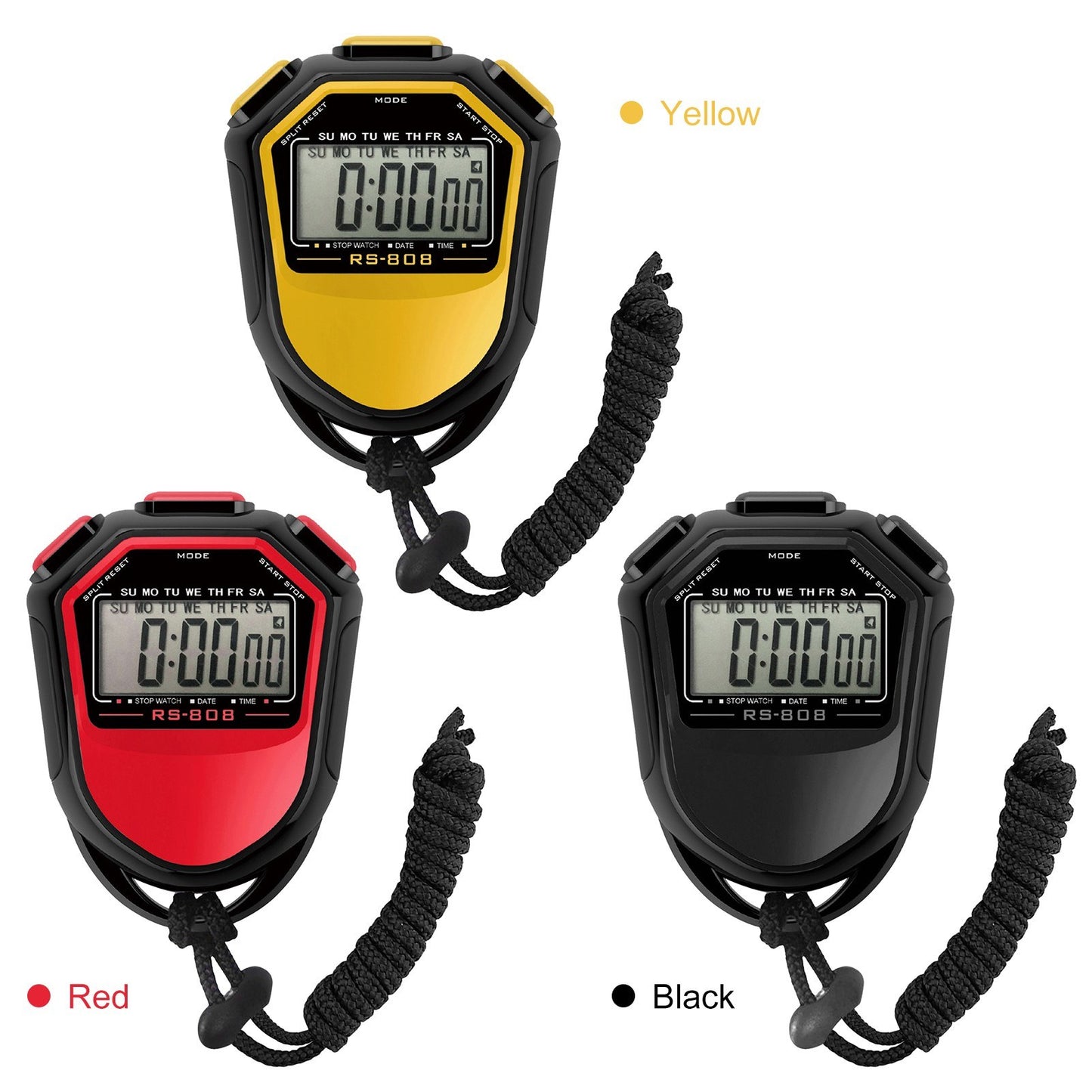 Digital Waterproof Stopwatch with Strap - Handheld LCD Timer & Chronograph for Sports Training