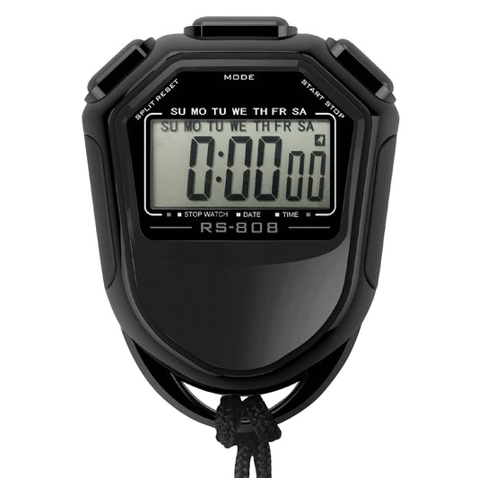 Digital Waterproof Stopwatch with Strap - Handheld LCD Timer & Chronograph for Sports Training