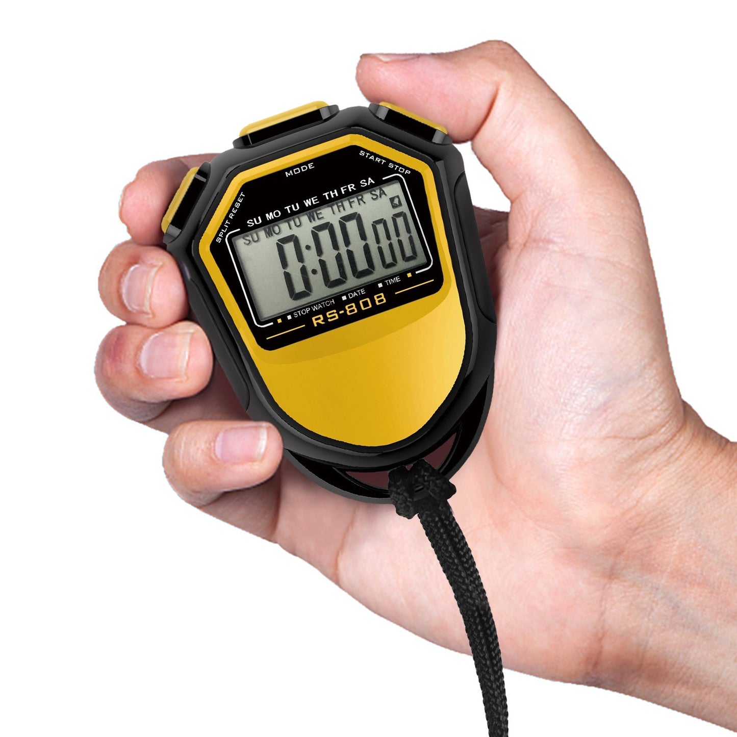 Digital Waterproof Stopwatch with Strap - Handheld LCD Timer & Chronograph for Sports Training