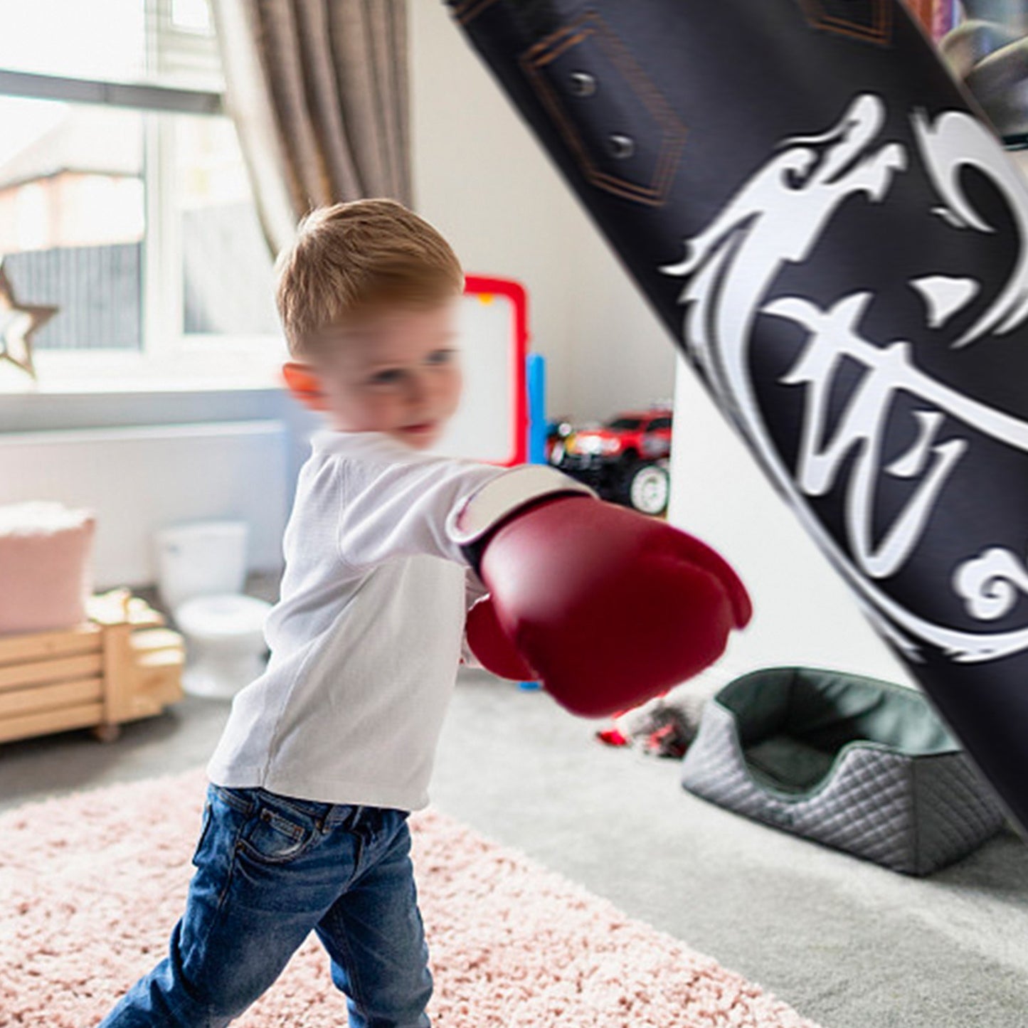 Unfilled PU Leather Punching Bag for Kids - Indoor Kickboxing & Training Exercise