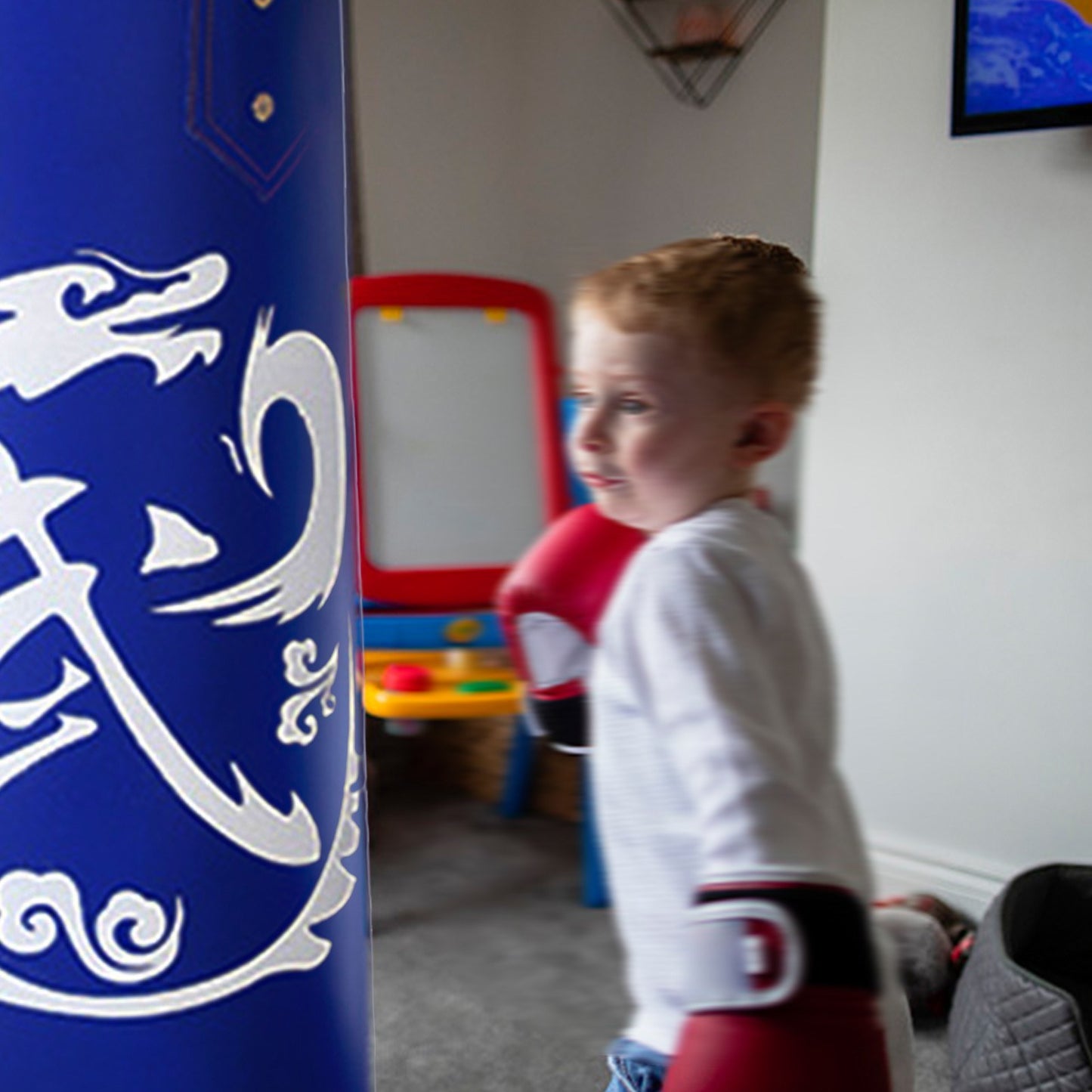 Unfilled PU Leather Punching Bag for Kids - Indoor Kickboxing & Training Exercise