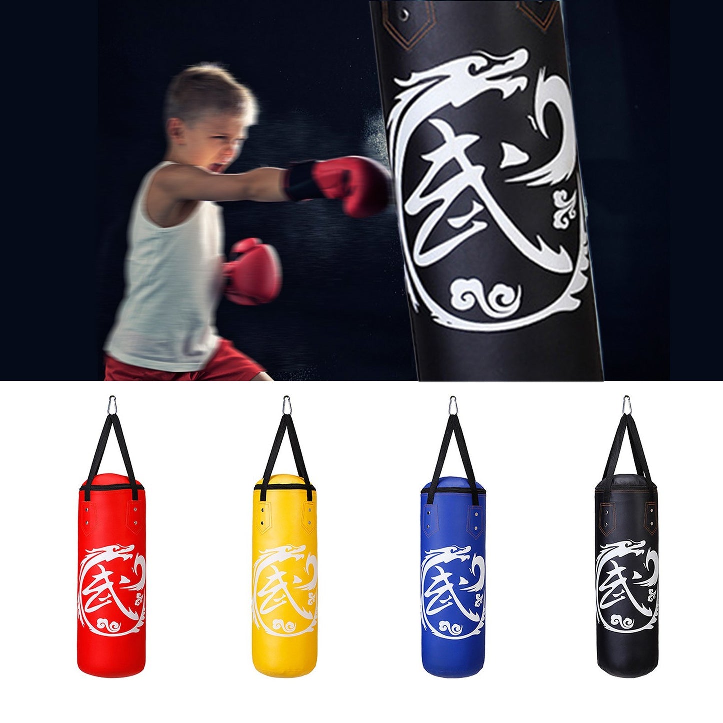Unfilled PU Leather Punching Bag for Kids - Indoor Kickboxing & Training Exercise