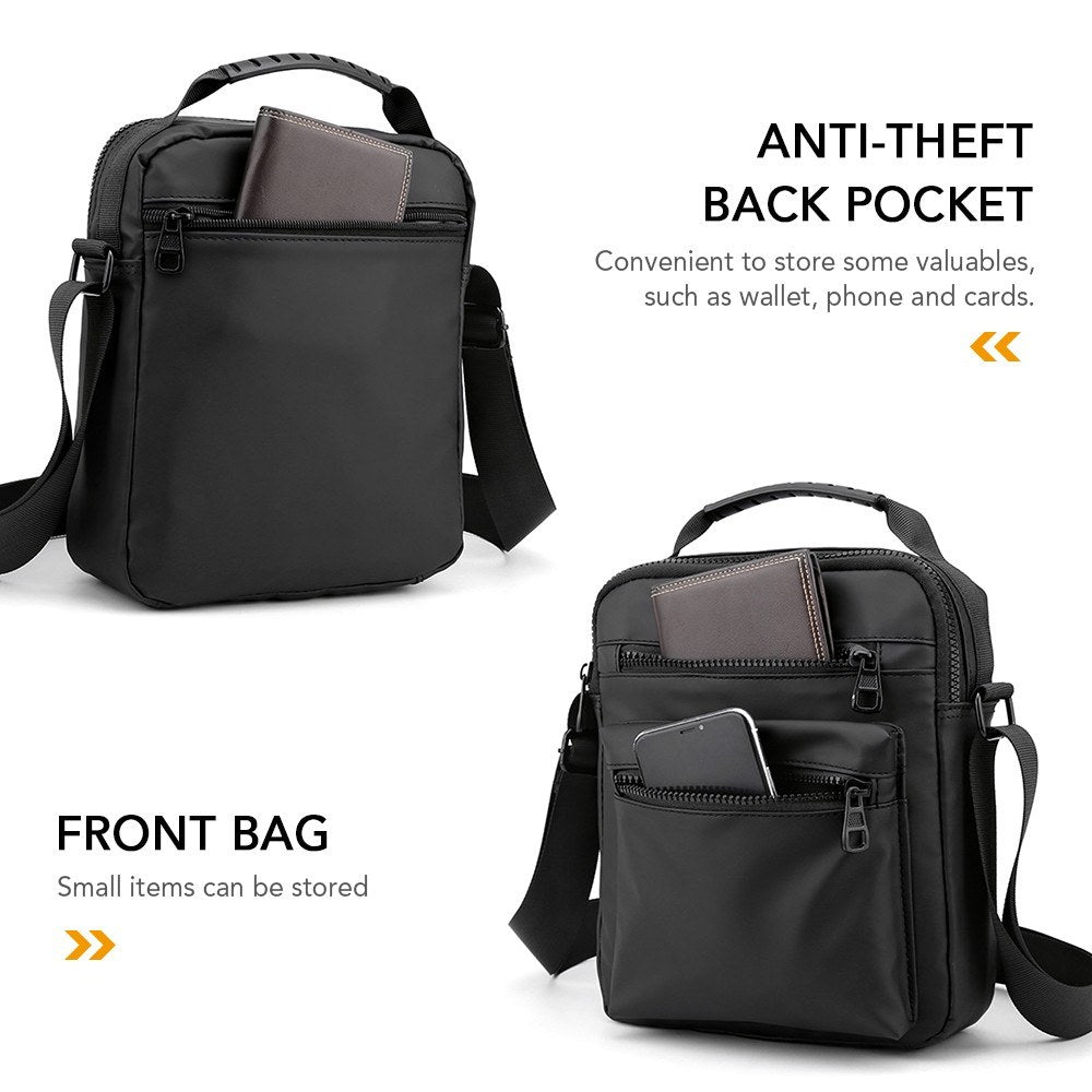 Mens Wear-Resistant Oxford Sling Crossbody Shoulder Bag with Adjustable Strap