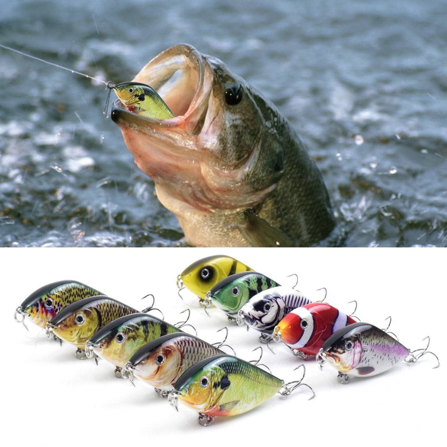 Lifelike 2.8in Fishing Lure with Rattle - 0.5oz Bionic Hard Bait for Bass & Pike, Freshwater & Saltwater Crankbait with Treble Hooks
